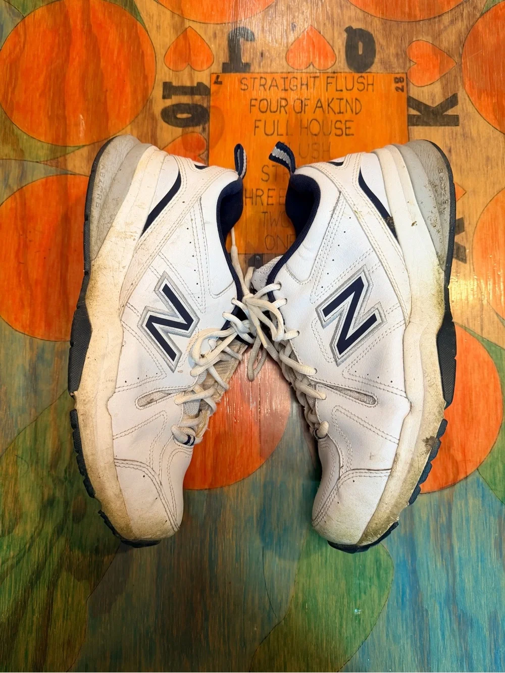Size 10 New Balance 619 Mens White Blue Casual Shoes Sneakers Leather Sz 44 EU L